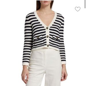 Ba&sh - V-neck stripped cropped cardigan - size 0